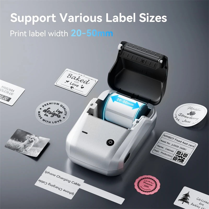 NIIMBOT B1 Portable Thermal Printer With Tapes 2 Inch Adhesive Label Printer Mini Bluetooth Sticker Maker Support Smartphones PC