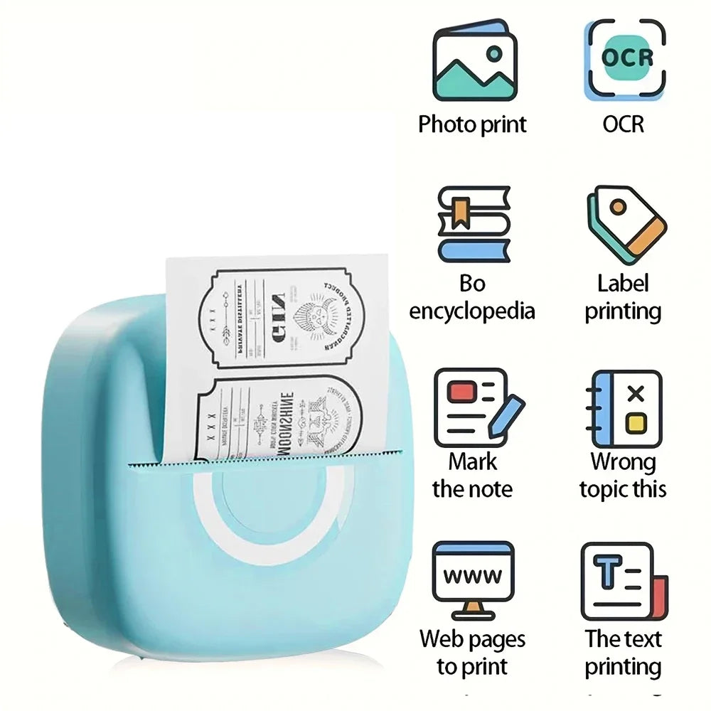 Mini thermal printer portable wireless printer with bluetooth compatible with android and ios