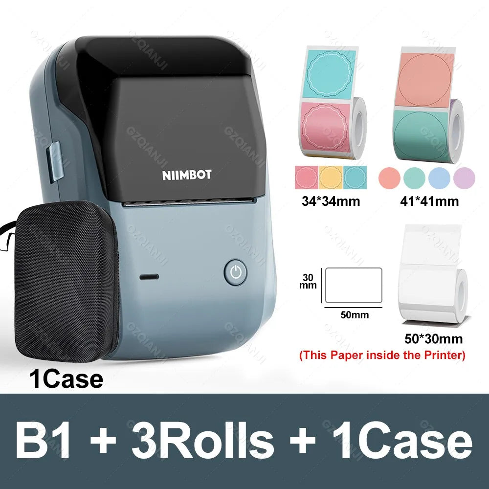 Niimbot B1 Mini Label Thermal Printer Portable Self-Adhesive Bluetooth Maker Machine For Round UV Tag Stickers Labels Rolls