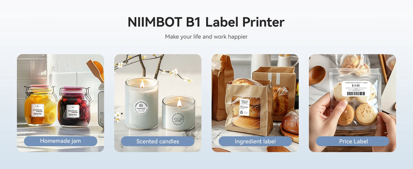 Niimbot B1 Mini Label Thermal Printer Portable Self-Adhesive Bluetooth Maker Machine For Round UV Tag Stickers Labels Rolls