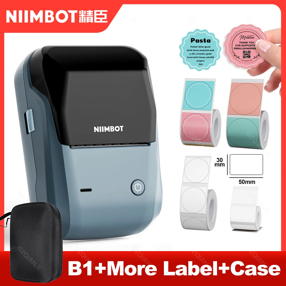 Niimbot B1 Mini Label Thermal Printer Portable Self-Adhesive Bluetooth Maker Machine For Round UV Tag Stickers Labels Rolls