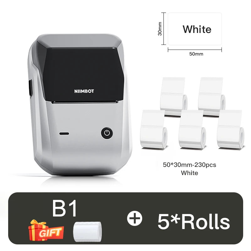 NIIMBOT B1 Portable Thermal Printer With Tapes 2 Inch Adhesive Label Printer Mini Bluetooth Sticker Maker Support Smartphones PC