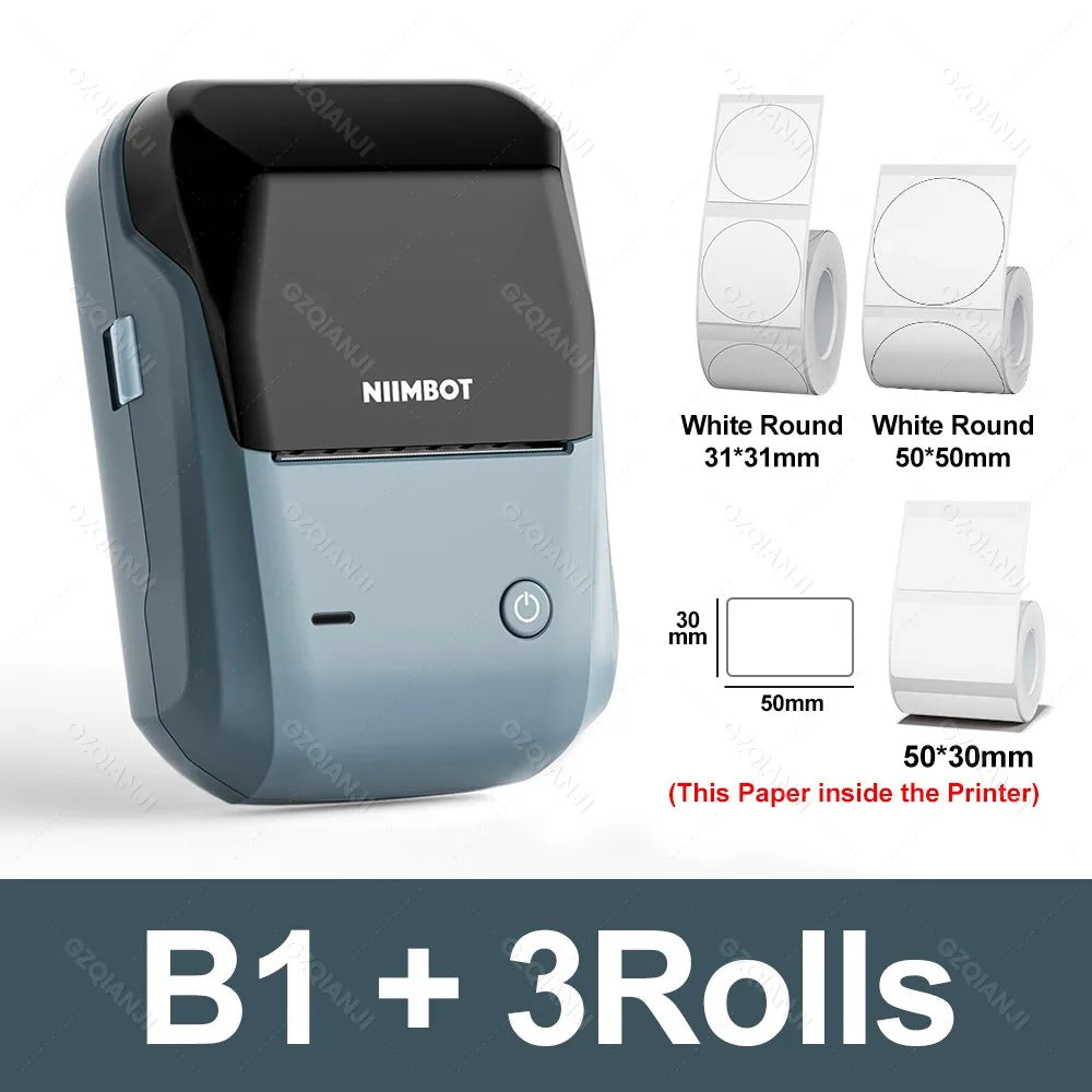 Niimbot B1 Mini Label Thermal Printer Portable Self-Adhesive Bluetooth Maker Machine For Round UV Tag Stickers Labels Rolls