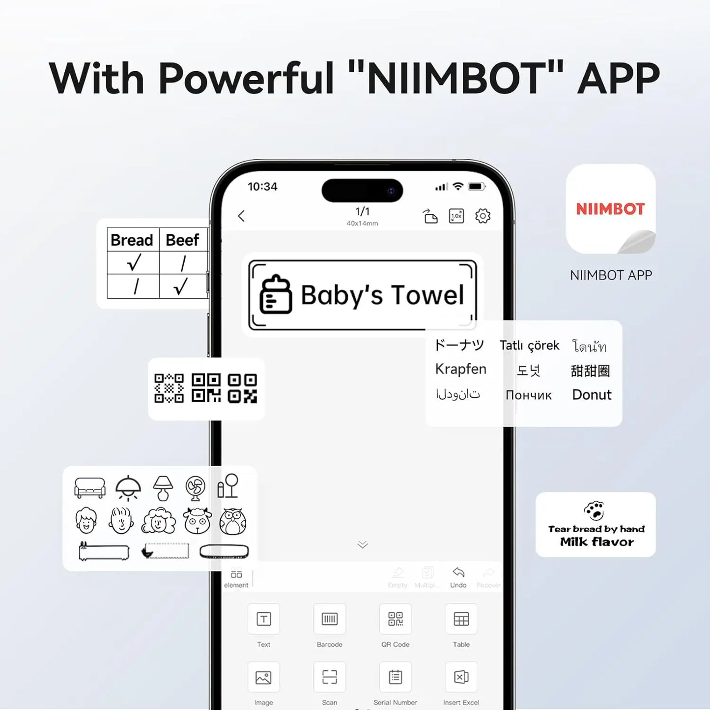 Niimbot B1 Mini Label Thermal Printer Portable Self-Adhesive Bluetooth Maker Machine For Round UV Tag Stickers Labels Rolls