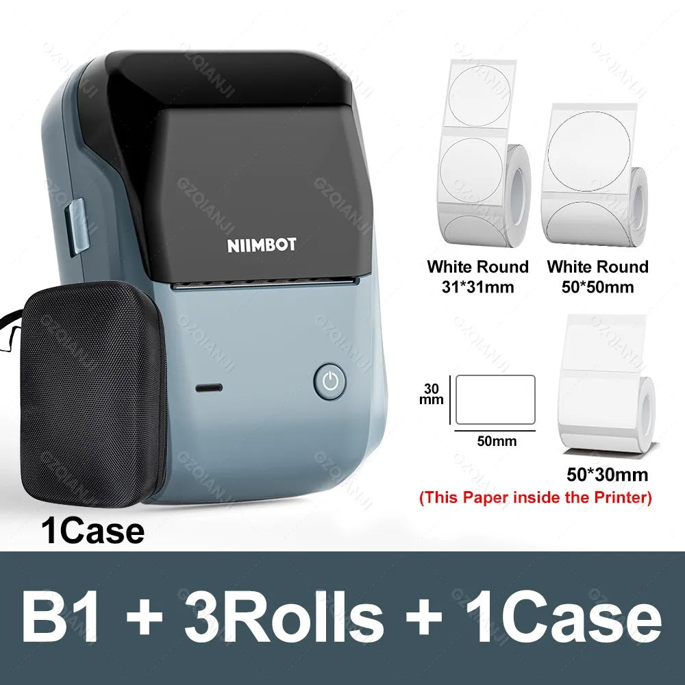 Niimbot B1 Mini Label Thermal Printer Portable Self-Adhesive Bluetooth Maker Machine For Round UV Tag Stickers Labels Rolls