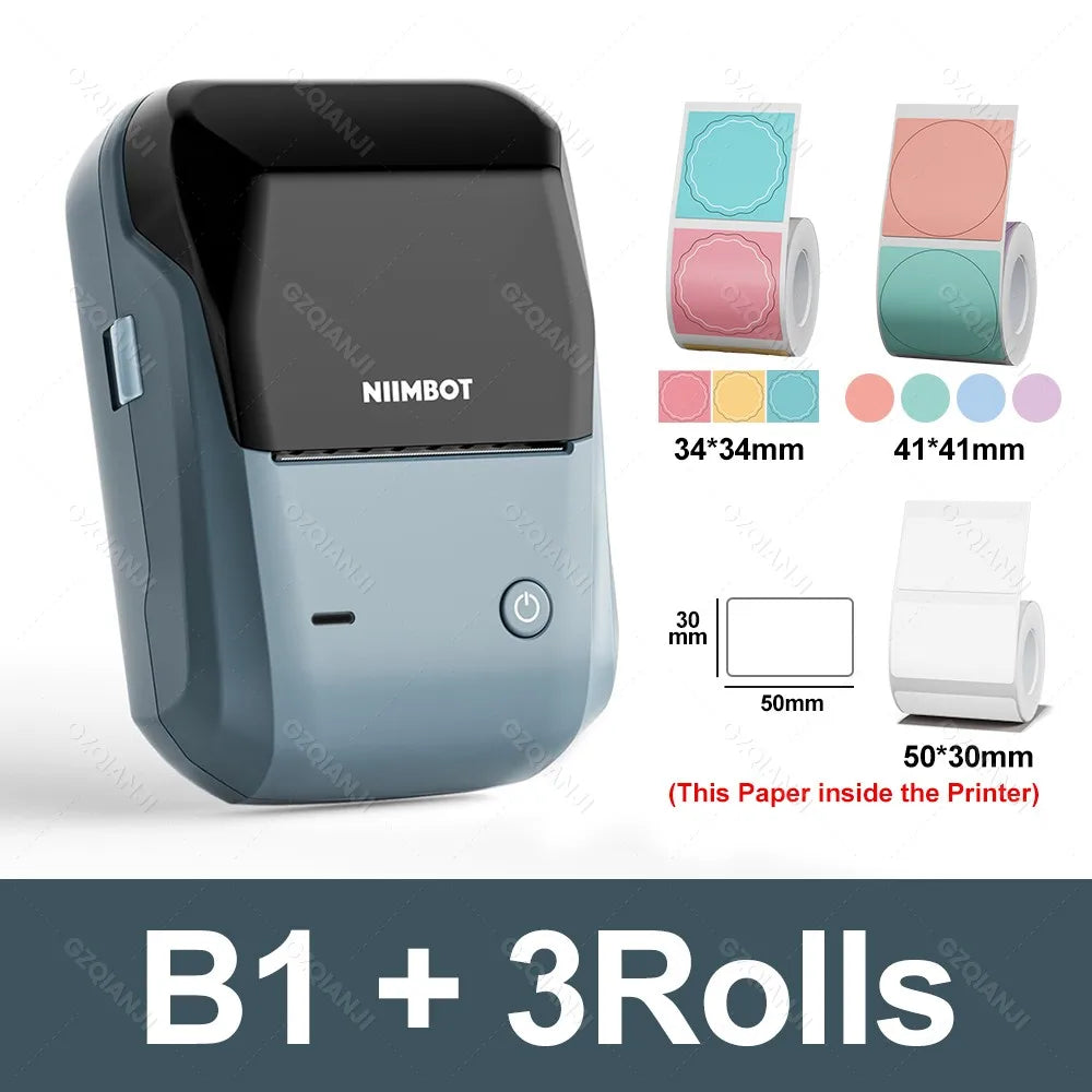 Niimbot B1 Mini Label Thermal Printer Portable Self-Adhesive Bluetooth Maker Machine For Round UV Tag Stickers Labels Rolls