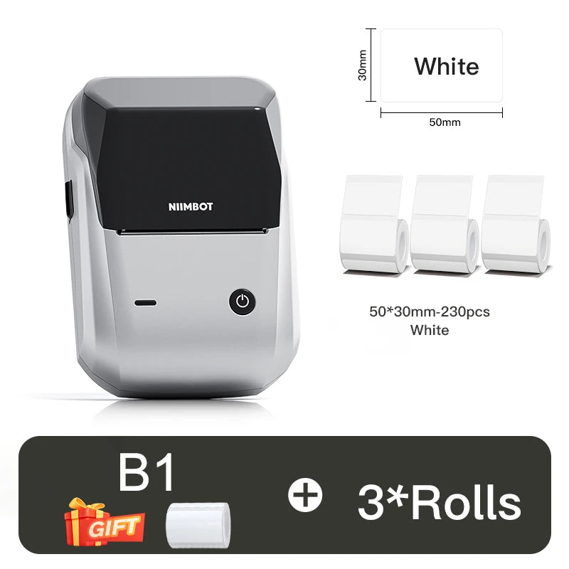 NIIMBOT B1 Portable Thermal Printer With Tapes 2 Inch Adhesive Label Printer Mini Bluetooth Sticker Maker Support Smartphones PC